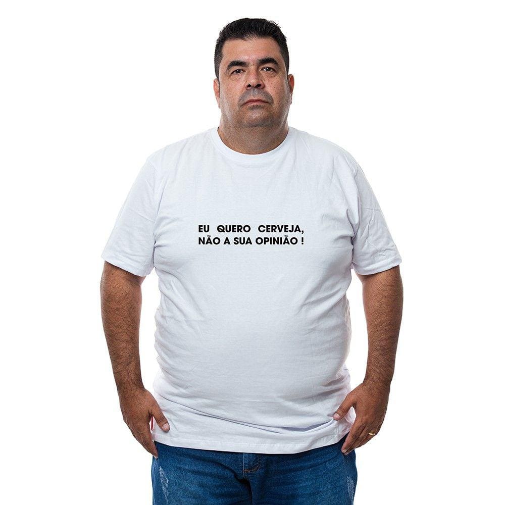 Camiseta Plus Size Masculina Algodao Com Frase Engraçada Acompanha Abridor De Garrafa Integrado