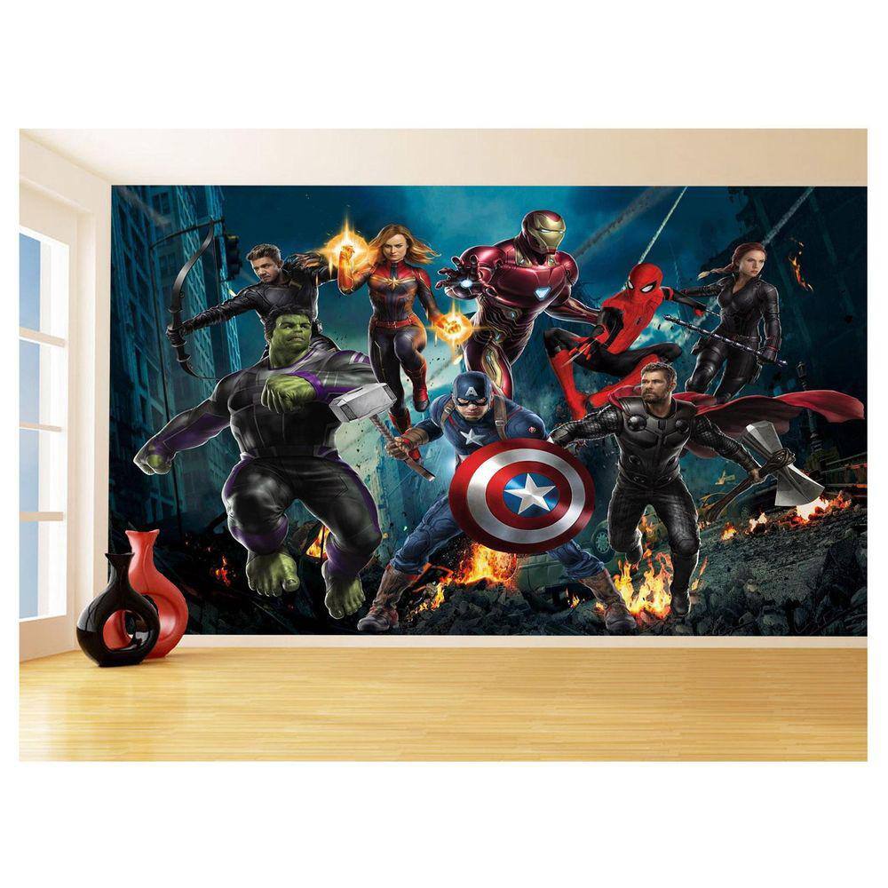 Papel De Parede 3D Heróis Vingadores Hulk Thor 3,5M Nhma118