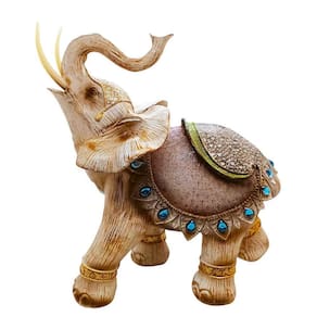 Estátua Elefante Branco Prosperidade e Poder Espiritual 32cm