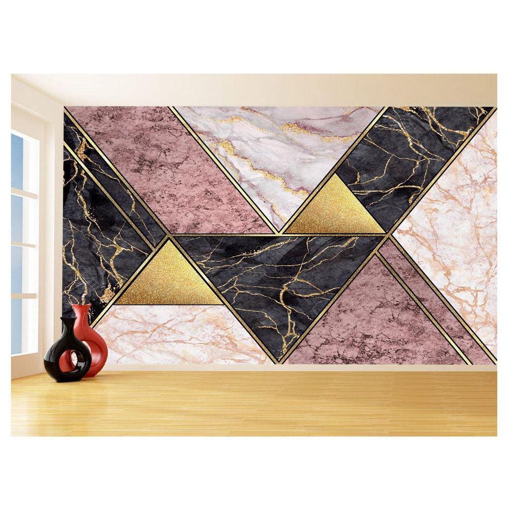 Papel De Parede 3D Estilo Marmore Cores Formas 3,5M Mbr50