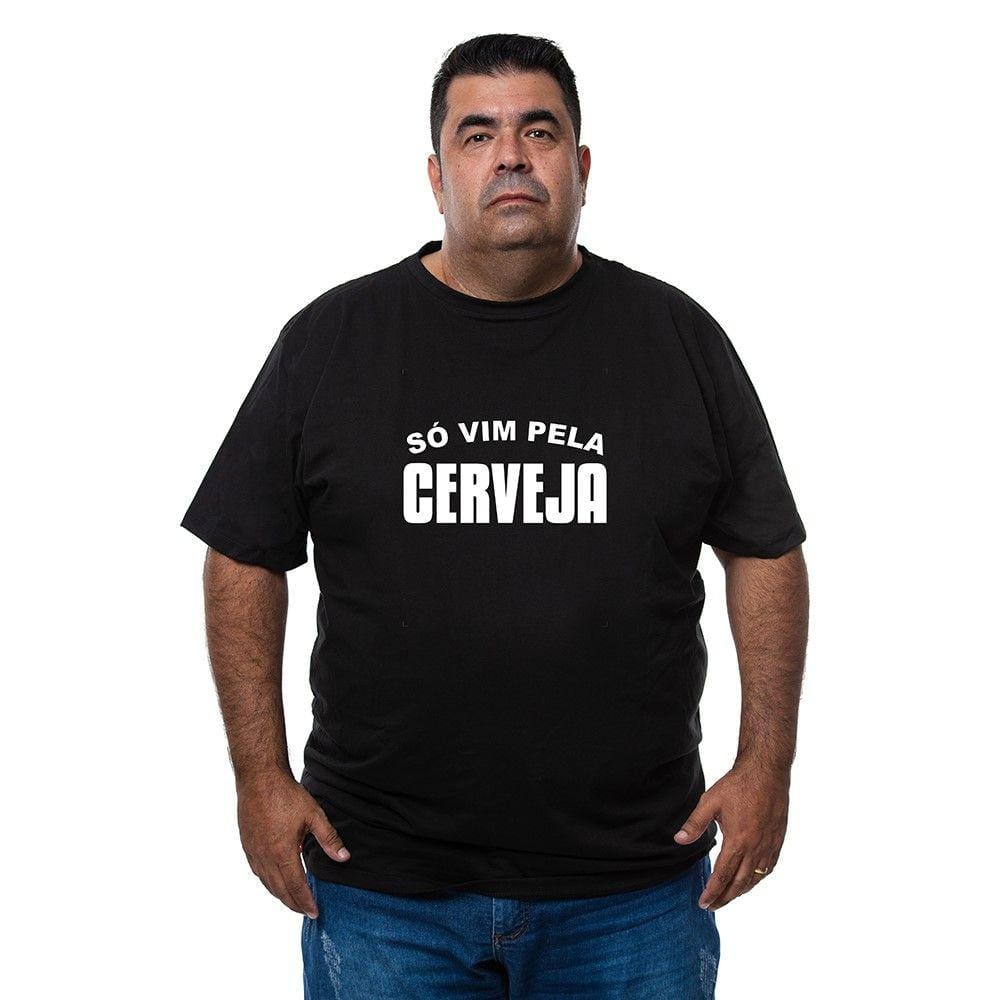 Camiseta Masculina Plus Size Algodao Manga Curta Só Vim Pela Cerveja Com Abridor De Garrafa