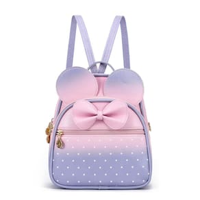 Mini mochila KL928 Bowknot Polka Dot em couro PU para meninas