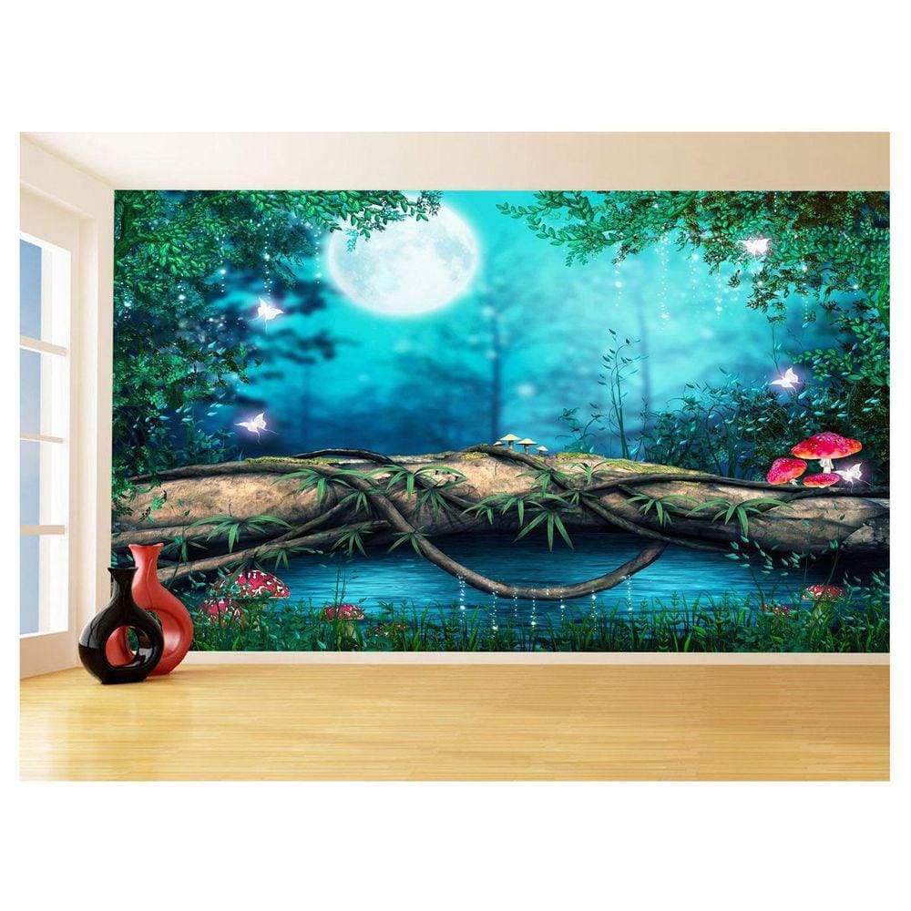 Papel De Parede 3D Floresta Encantada Cogumelo 3,5M Xna231