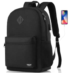 Mochila YAMTION preta para mulheres e homens, laptop 15.6 com cartão USB