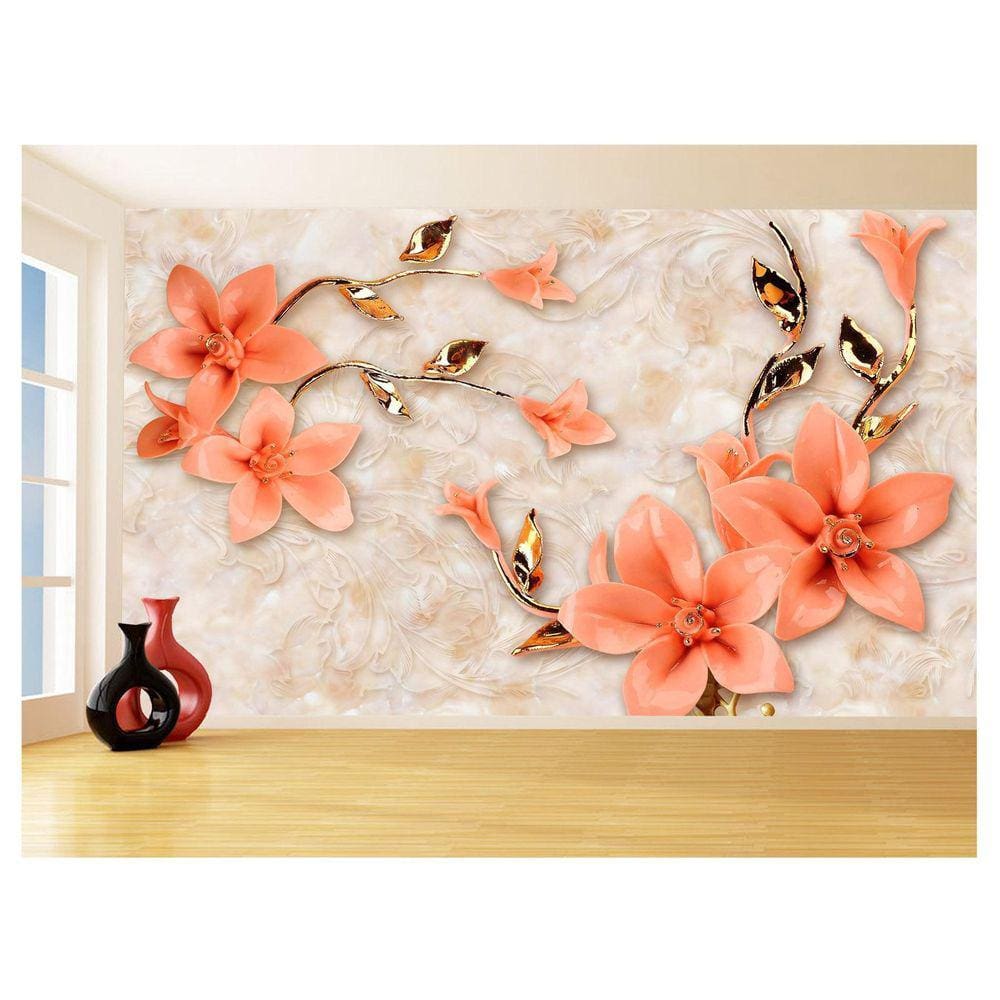 Papel De Parede 3D Floral Textura Sala Flores 3,5M Xfl249