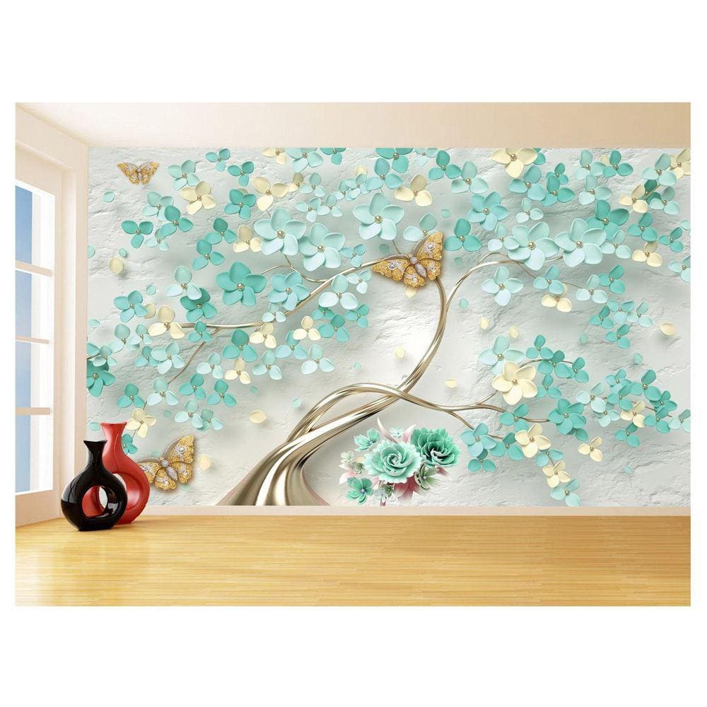 Papel De Parede 3D Floral Textura Sala Flores 3,5M Xfl263