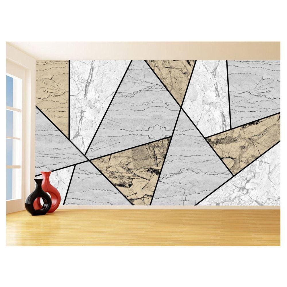 Papel De Parede 3D Estilo Marmore Cores Formas 3,5M Mbr01