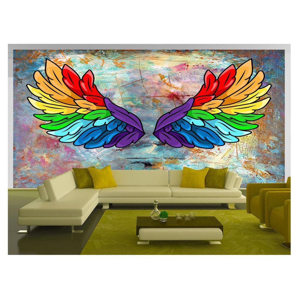 Papel De Parede 3D Arte Asas Selfie Insta Cores 3,5M Tra349