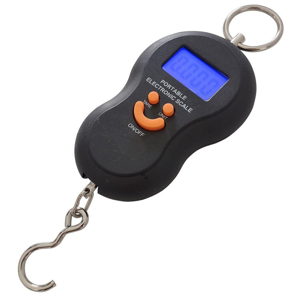 Balança Digital Portátil De Mão Com Gancho De Aço P/ Bolsa Sacola E Mala Peixe De 10g Até 50kg Lb Oz Jin - Função Tare