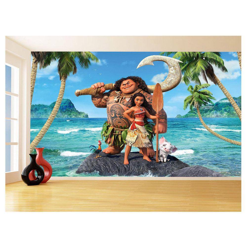Papel De Parede 3D Infantil Moana Princesa Maui 3,5M Azs379