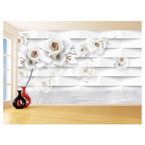 Papel De Parede 3D Floral Textura Sala Flores 3,5M Xfl279