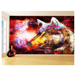 Papel De Parede Animais Lobo Rosto Arte Cores 3,5M Anm575