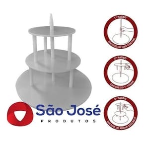 Kit Suporte Para Bolo Redondo De 3 Andares Tipo Banquinho