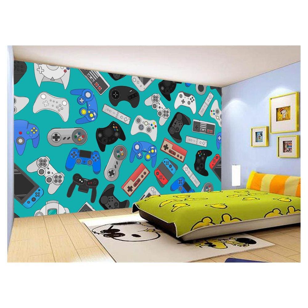 Papel De Parede 3D Infantil Controle Game Jogo 3,5M Azs229
