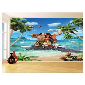 Papel De Parede 3D Infantil Moana Princesa Maui 3,5M Azs378
