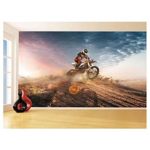 Papel De Parede 3D Moto Cross Trilha Terra Mx 3,5M Bkm09