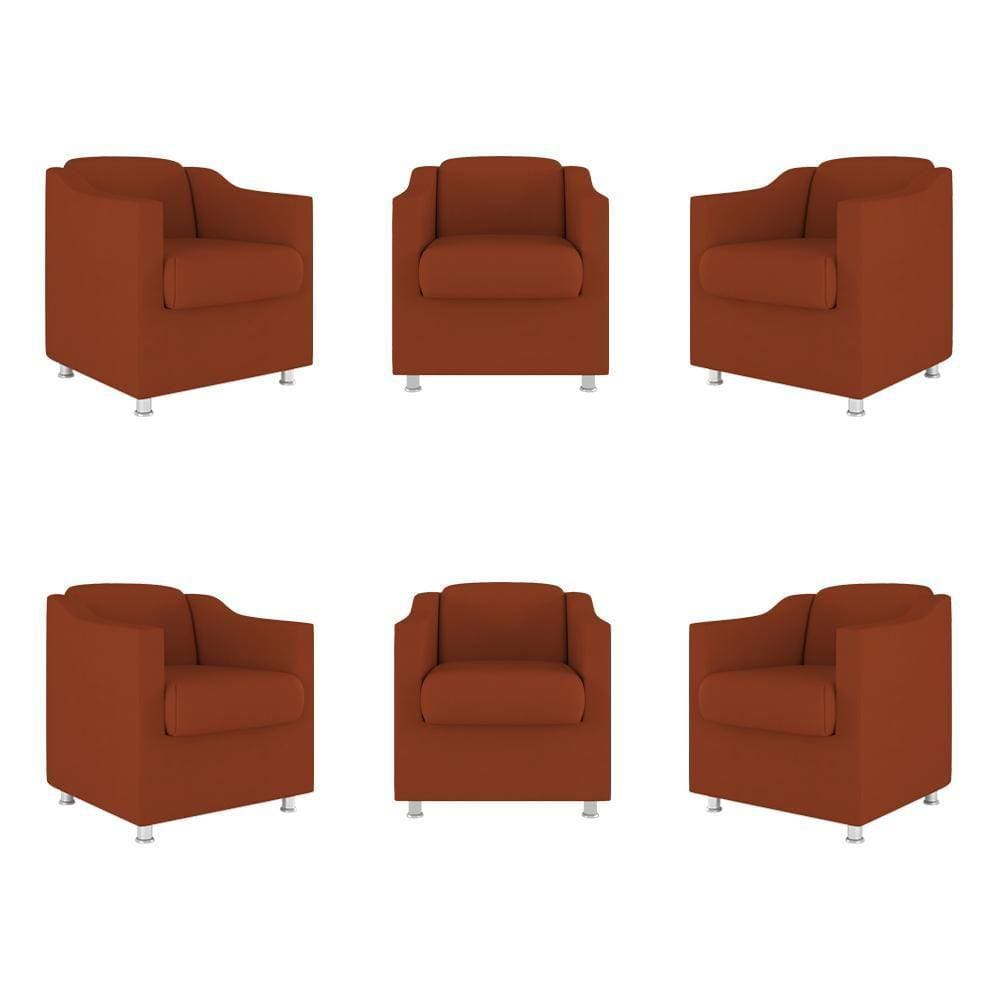 Kit 6 Poltronas Decorativas Reforçada Consultório Sala Suede