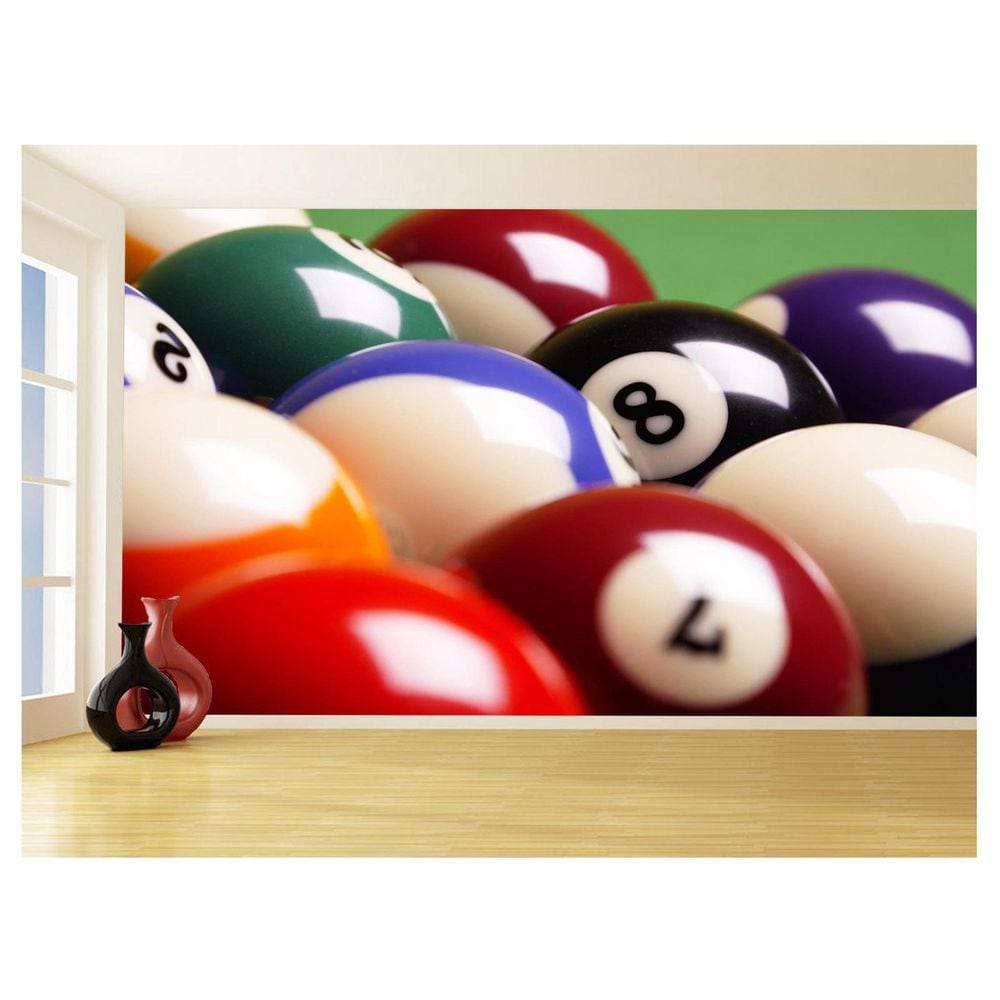 Papel De Parede 3D Salão De Jogos Bilhar Sinuca 3,5M Jcs06