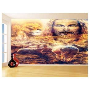 Papel De Parede 3D Religioso Jesus Rebanho Ovelha 3,5M Rl83