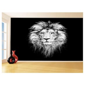 Papel De Parede 3D Leão Preto E Branco Animais 3,5M Anm490