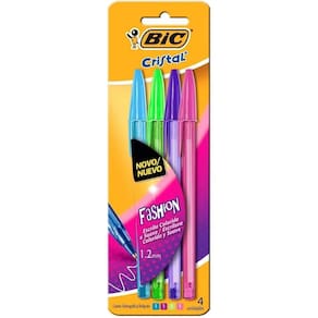 Caneta Esferográfica Bic Fashion Cristal Colorida 4 Cores