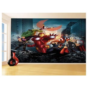 Papel De Parede 3D Heróis Vingadores Desenho 3,5M Nhma301