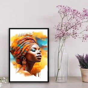 Quadro Decorativo Arte Africana 33x24cm - Vidro