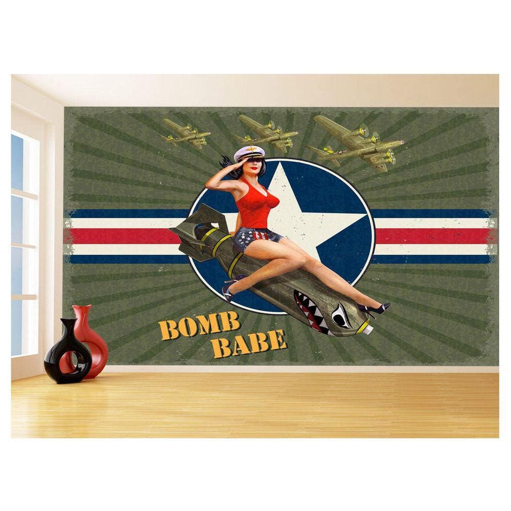Papel De Parede 3D Arte Pinup Pin Up Bomba Bomb 3,5M Tra117
