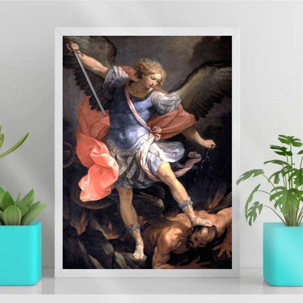 Quadro São Miguel Arcanjo 45x34cm - Vidro Branca