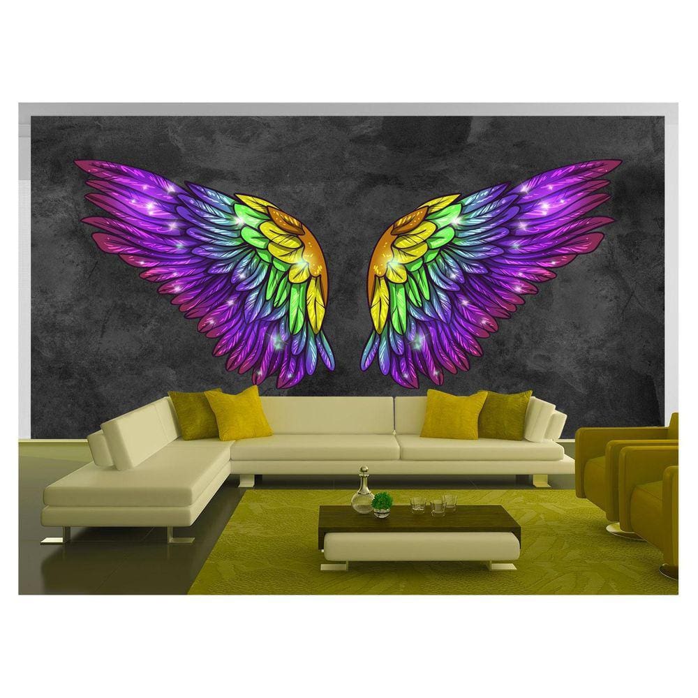Papel De Parede 3D Arte Asas Selfie Insta Cores 3,5M Tra394