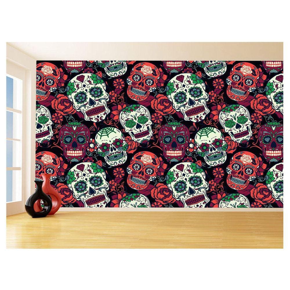 Papel De Parede 3D Textura Caveiras Mexicanas 3,5M Txt208