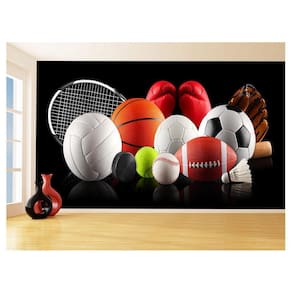 Papel De Parede 3D Esportes Bolas Equipamentos 3,5M Spt60