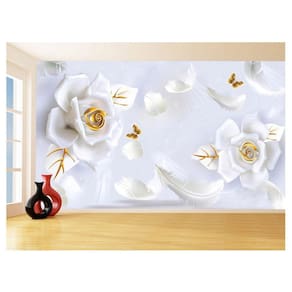 Papel De Parede 3D Floral Textura Sala Flores 3,5M Xfl329