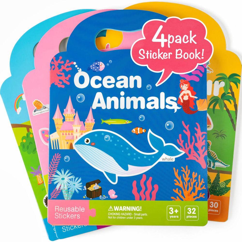 Pacote de 4 livros de adesivos Play N Teach com 126 adesivos reutilizáveis