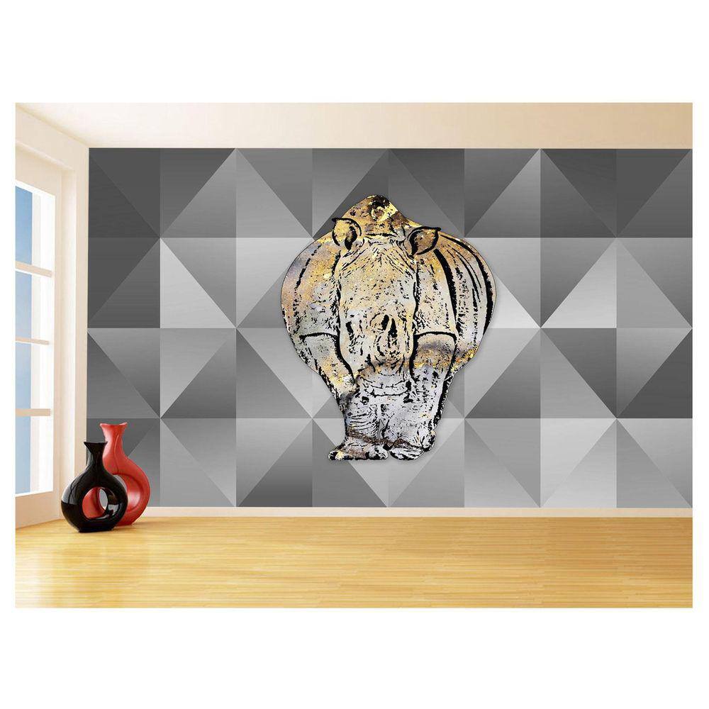 Papel De Parede 3D Animais Pop Art Rinoceronte 3,5M Pxa530