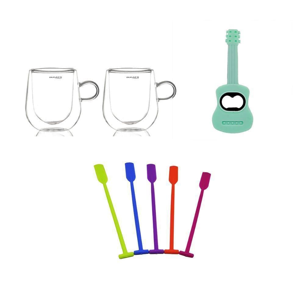 Jogo Drink Caneca 300Ml Abridor De Garrafa E Mexedores 8 Pçs