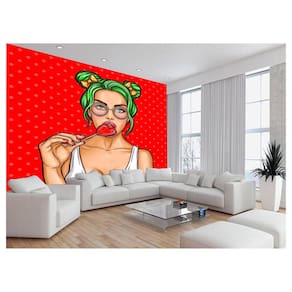 Papel De Parede 3D Arte Rosto Mulher Colorido 3,5M Tra145