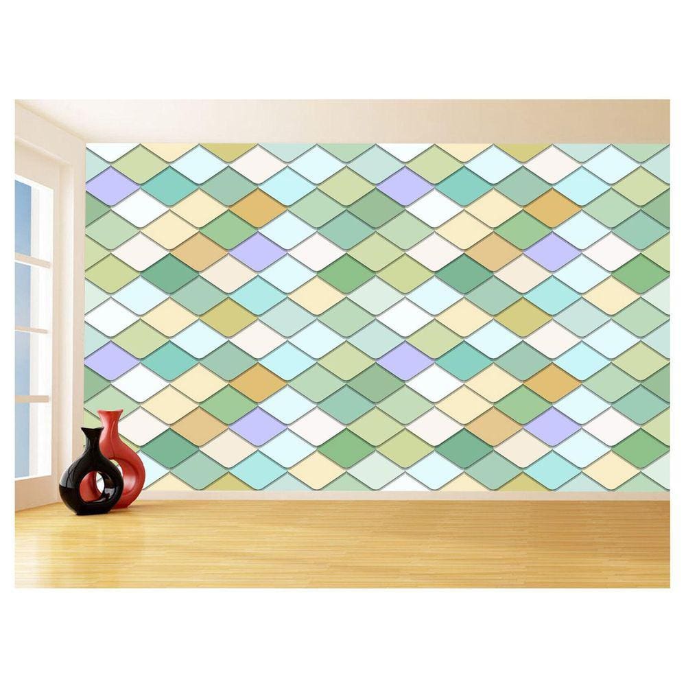 Papel De Parede 3D Geométrico Losangos Cores 3,5M Gmt113