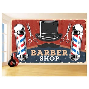 Papel De Parede 3D Barbearia Barber Shop Logo 3,5M Brb21
