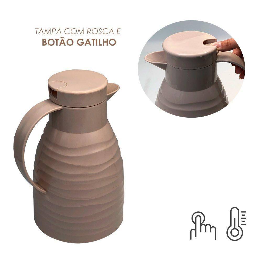 Garrafa Térmica Nude Capri 01 Litro com Alça e Bico de Vidro