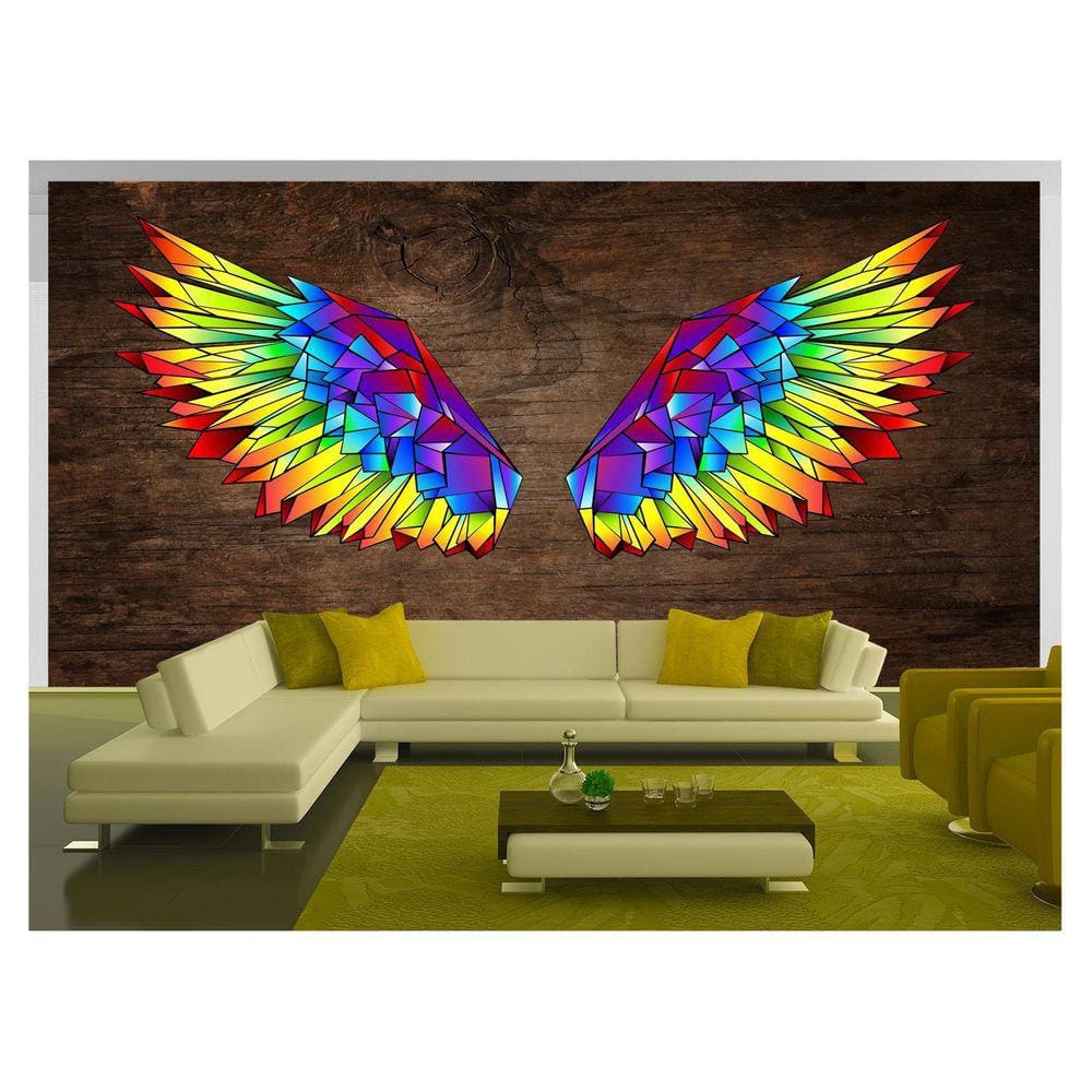 Papel De Parede 3D Arte Asas Selfie Insta Cores 3,5M Tra236