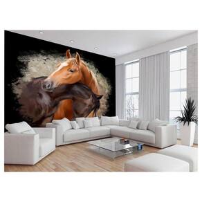 Papel De Parede Animais Casal Cavalos Fazenda 3,5M Anm313
