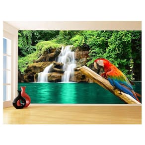 Papel De Parede 3D Animais Ave Arara Paisagem 3,5M Anm292