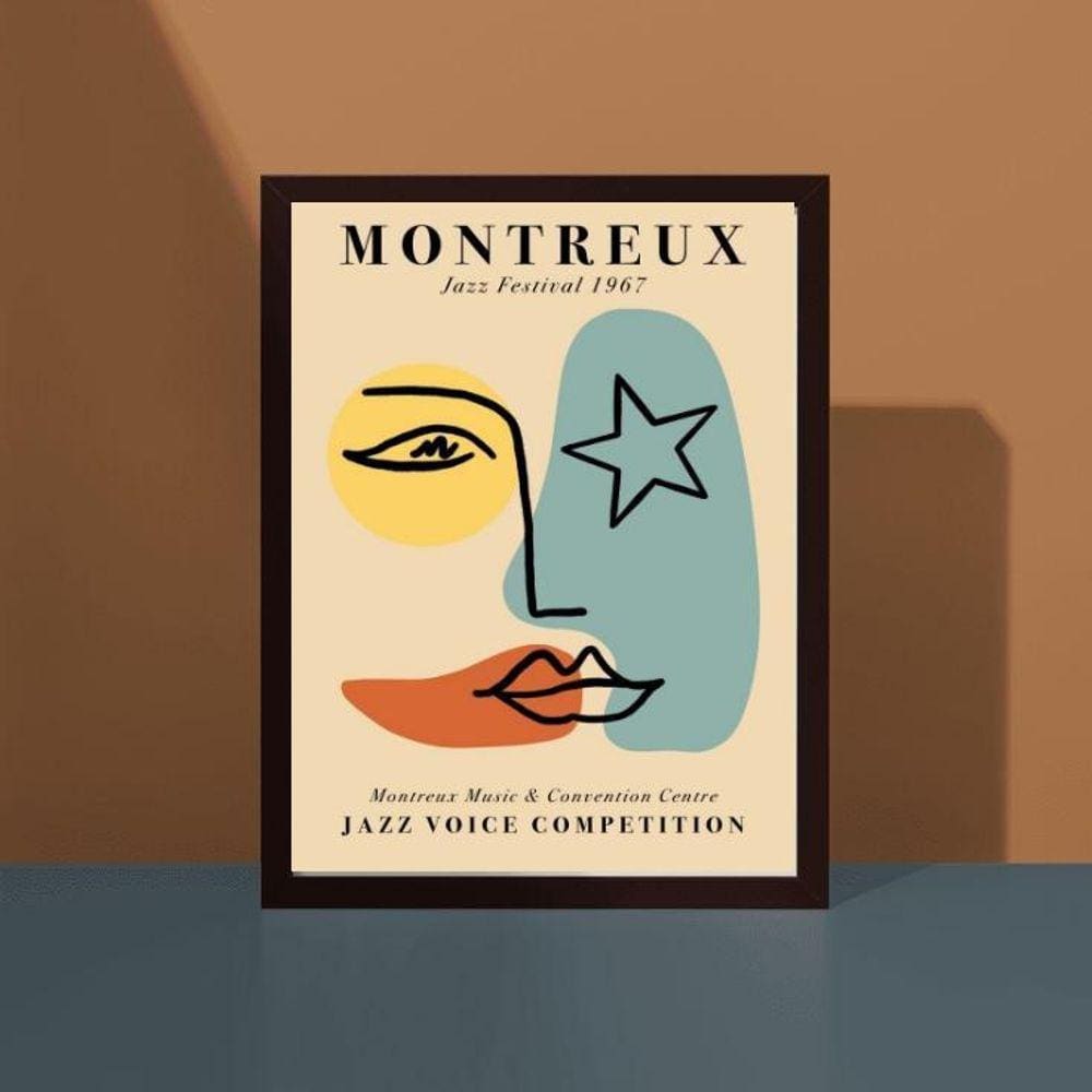 Quadro Poster Minimalista Beijo 24x18cm Moldura Preta