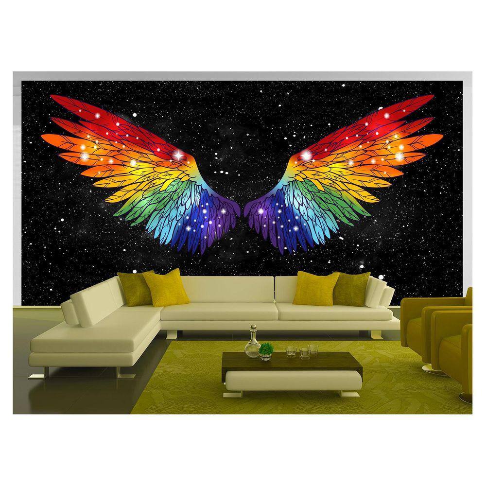 Papel De Parede 3D Arte Asas Selfie Insta Cores 3,5M Tra417