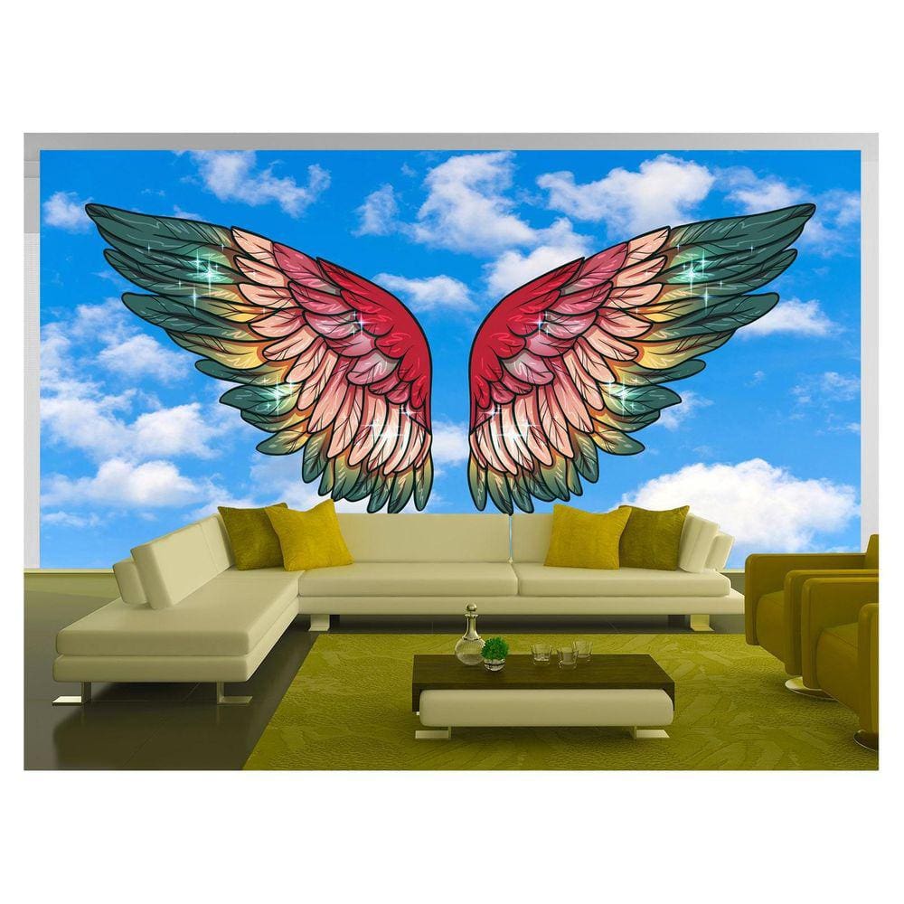 Papel De Parede 3D Arte Asas Selfie Insta Cores 3,5M Tra344