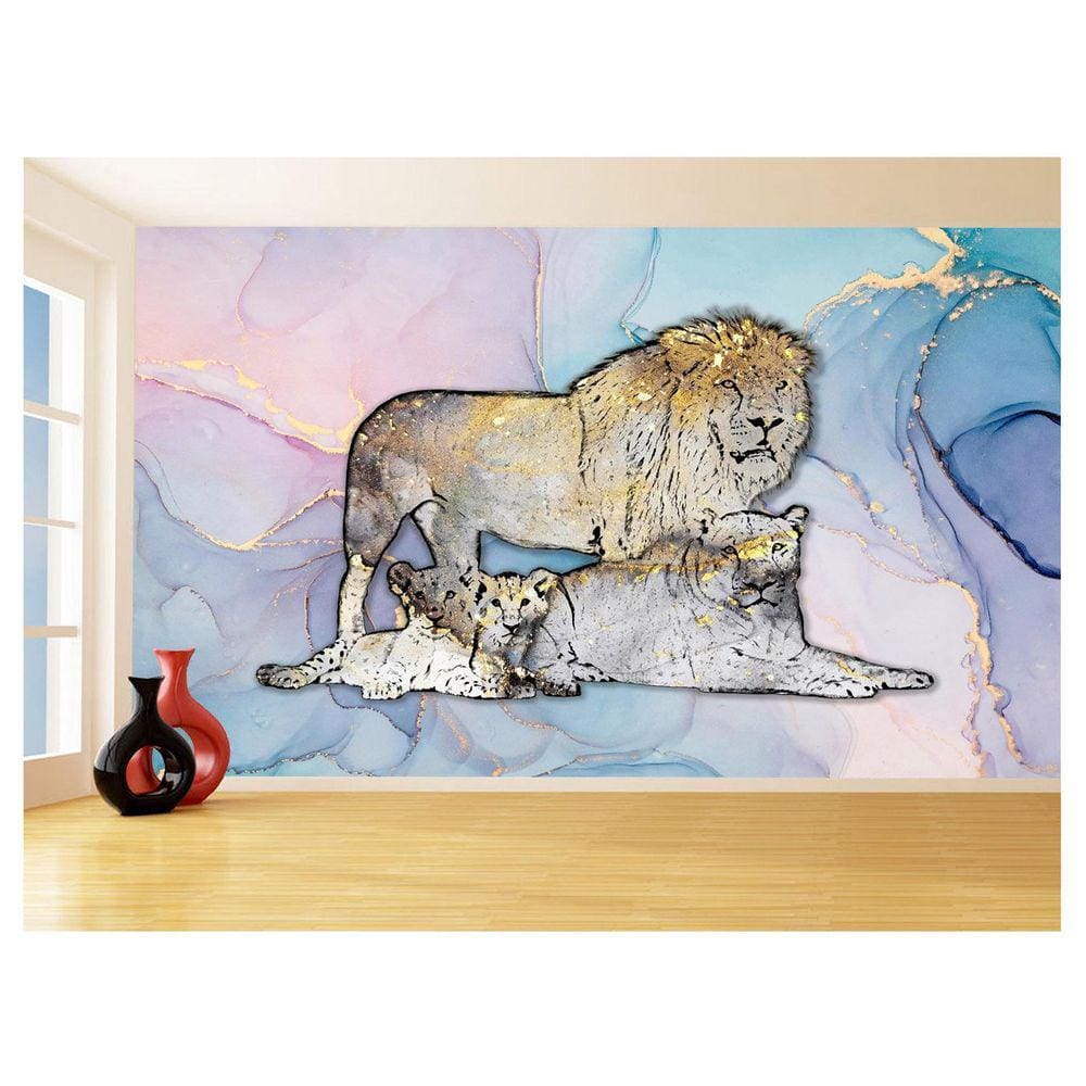 Papel De Parede Animais Pop Art Familia Leões 3,5M Pxa386