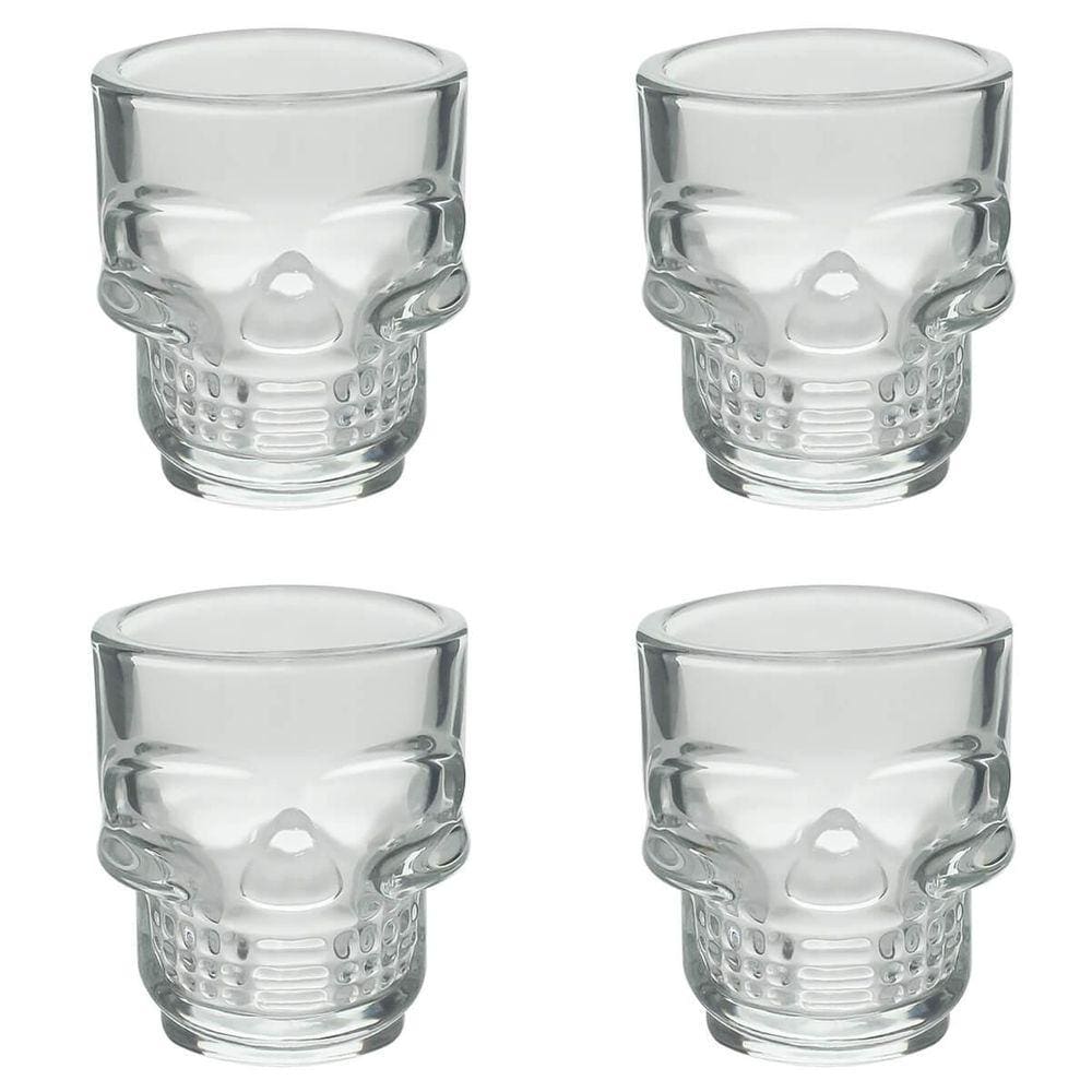 Kit 4 Copos Shot Vidro Sodo Cálcico Caveira Rock Style 50Ml