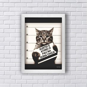 Quadro Gato Atirei O Pau Na Dona Chica 24X18Cm Preta