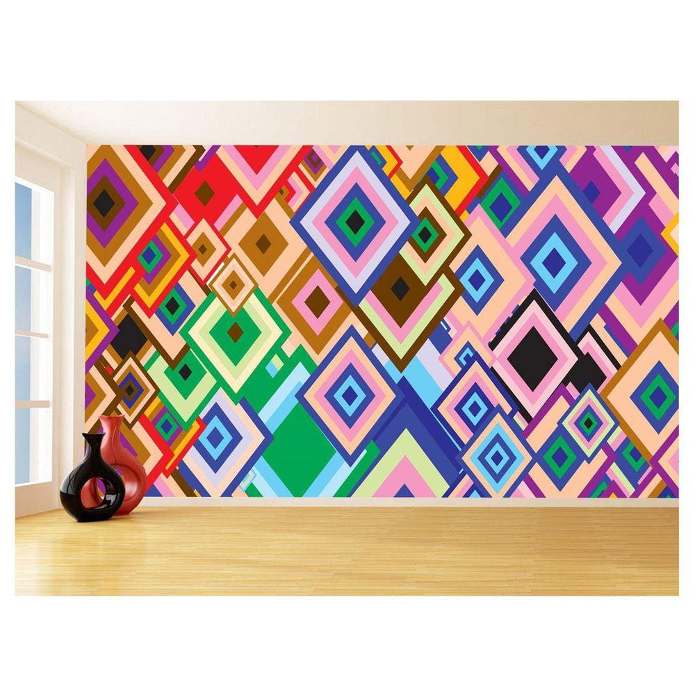Papel De Parede 3D Geométrico Formas Linhas Cor 3,5M Gmt134